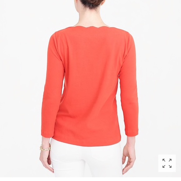 J.Crew Factory Grey Scalloped Long Sleeve Top - Picture 2 of 8